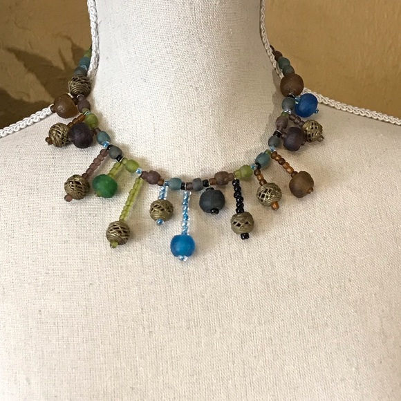 Boho Turquoise Beaded Leather Necklace & Bracelet Set - Tribal Copper Coin Design, Adjustable - View #8